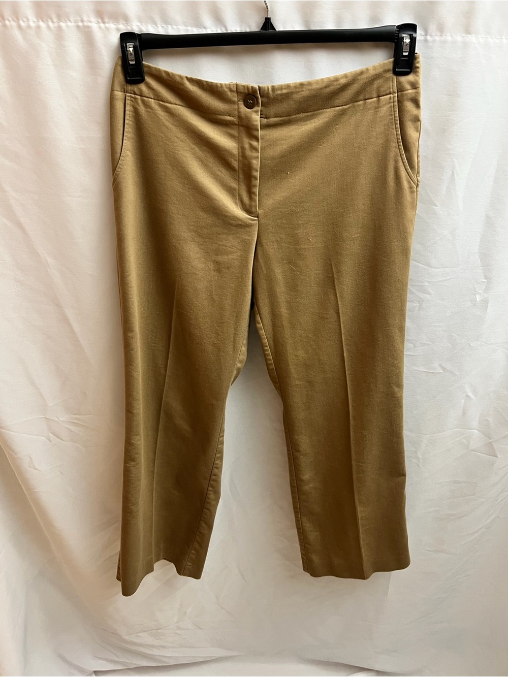 David Brooks Women’s Tan Khaki Capri Pants Size 12 Stretch Plaid Waist